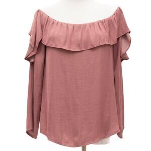 1. State Mauve Rose Off The Shoulder Ruffle Top Size Small